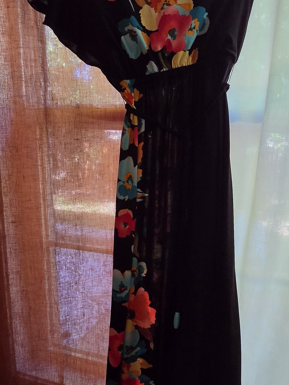 Black Floral Maxi Dress with Colorful Print